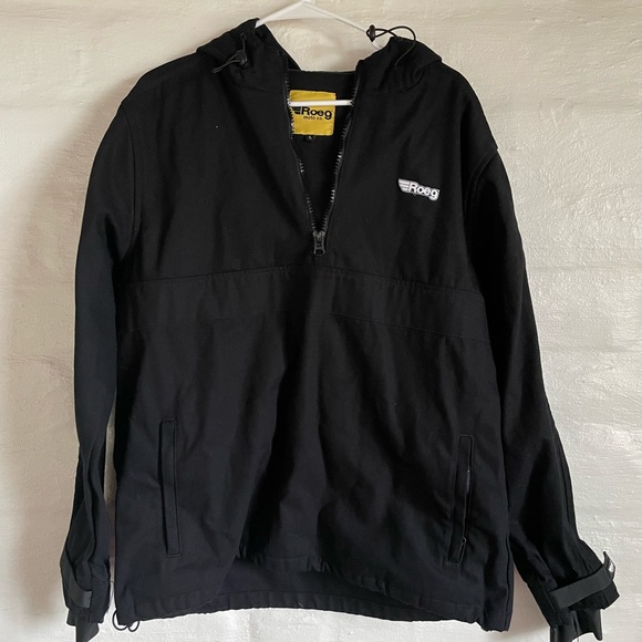 Roeg Moto Co Other - Roeg Moto Co. Half Zip Black Denim Jacket, size large, NWOT